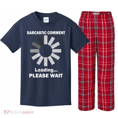 Sarcastic Comment Loading Please Wait Kids Plaid Pajama Set