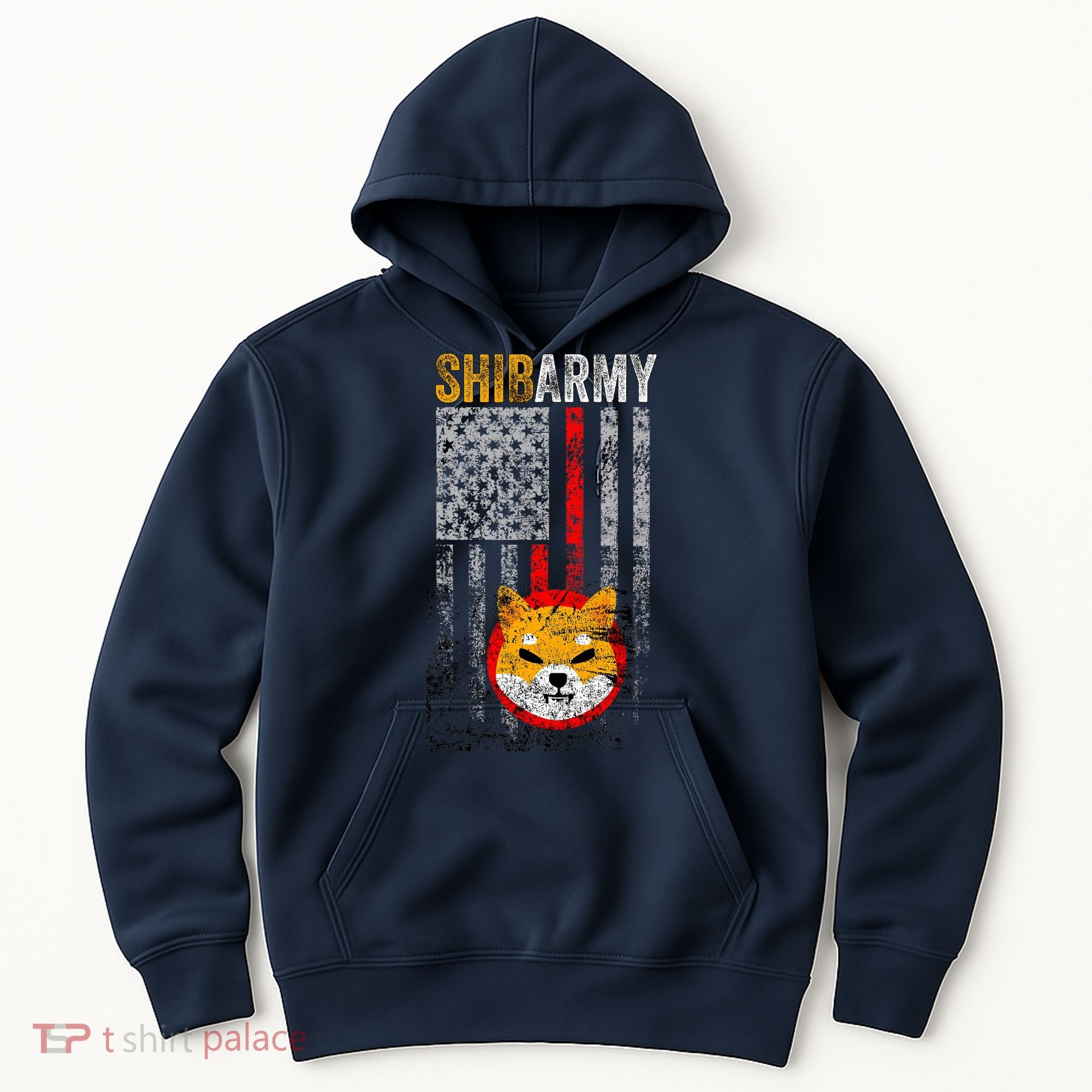 Shiba Army, Shiba Inu Coin With American Flag Hoodie