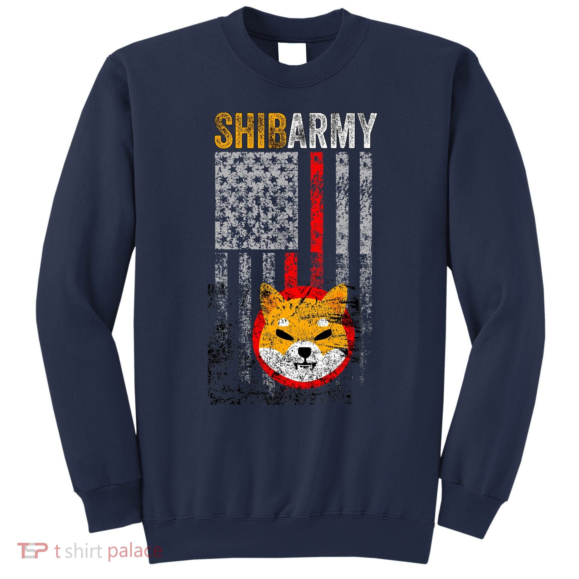 Shiba Army, Shiba Inu Coin With American Flag Sweatshirt
