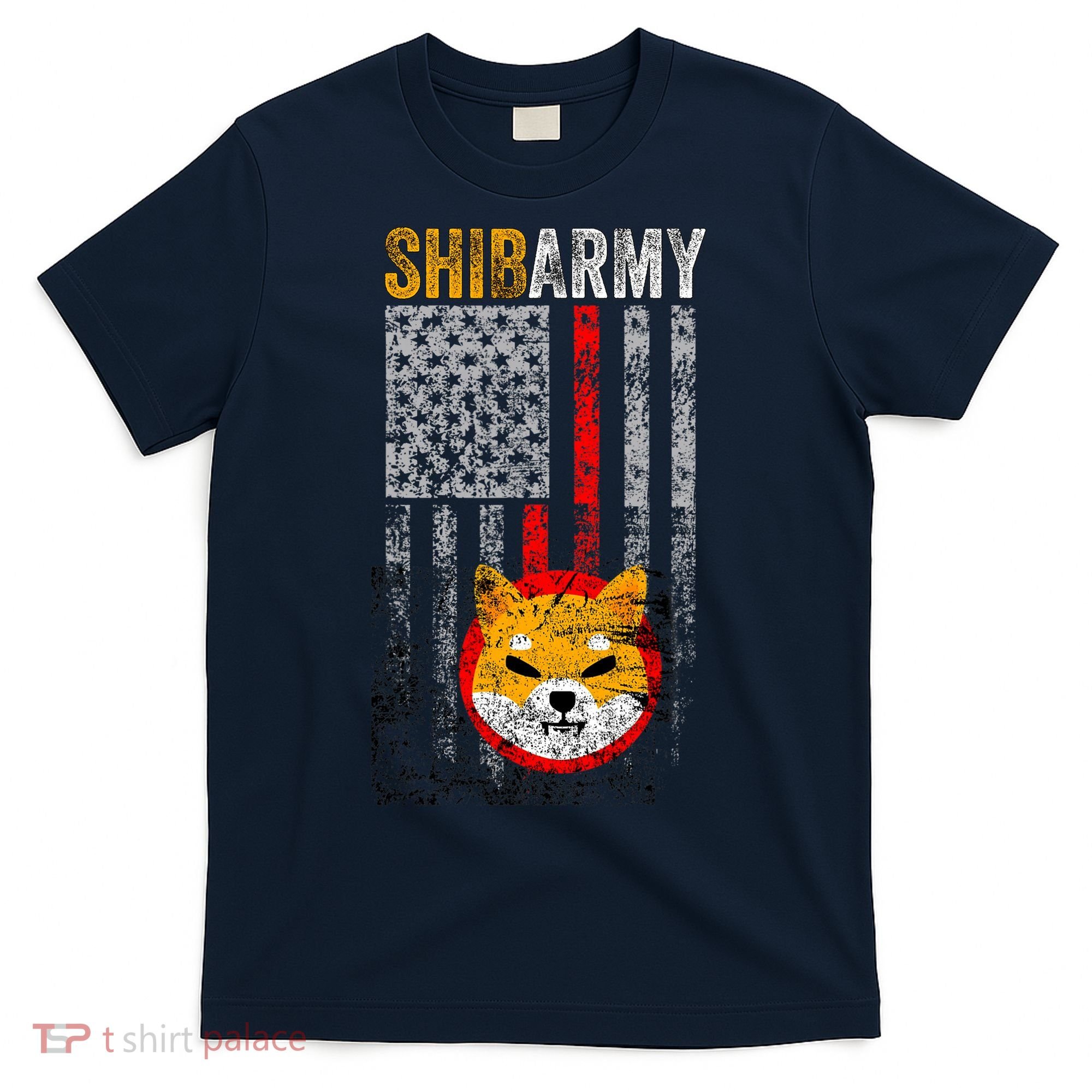 Shiba Army, Shiba Inu Coin With American Flag T-Shirt