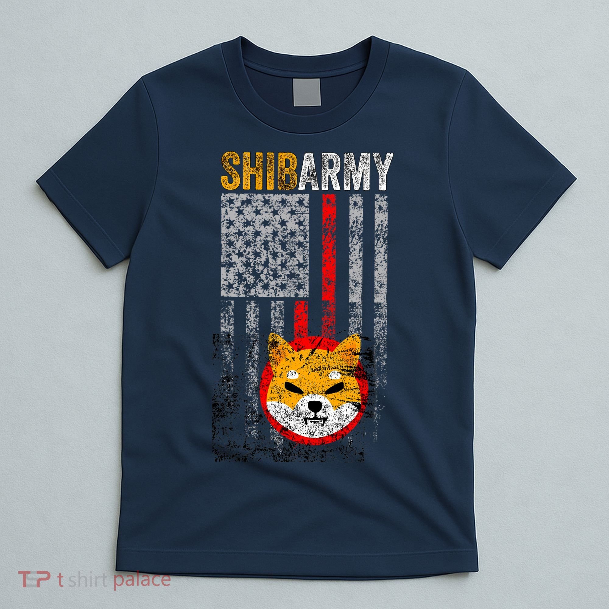Shiba Army, Shiba Inu Coin With American Flag T-Shirt