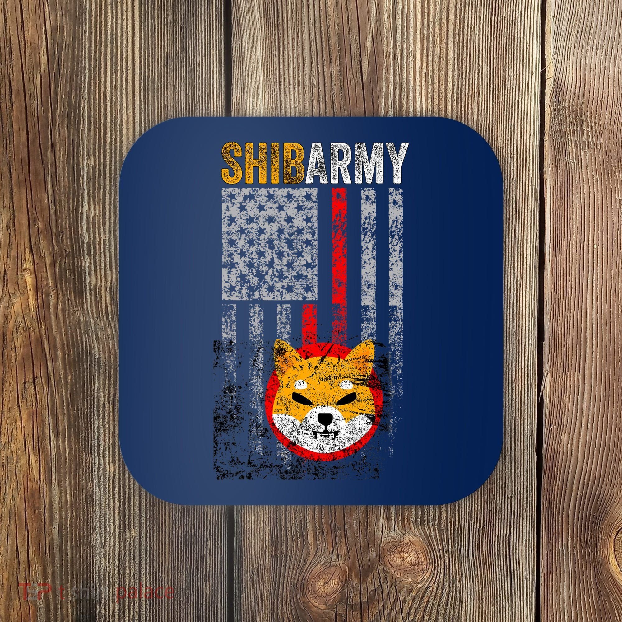 Shiba Army, Shiba Inu Coin With American Flag Coaster