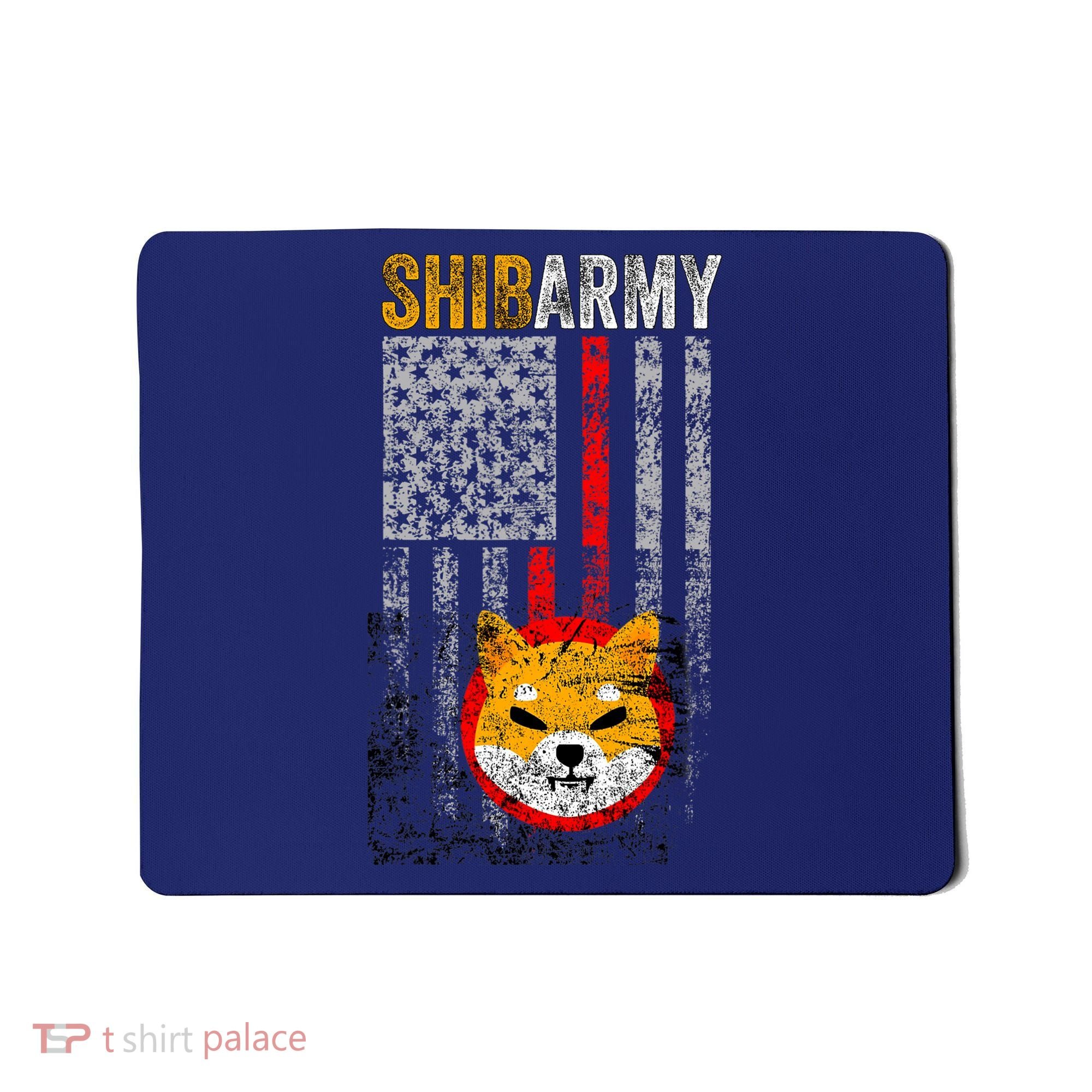 Shiba Army, Shiba Inu Coin With American Flag Mousepad
