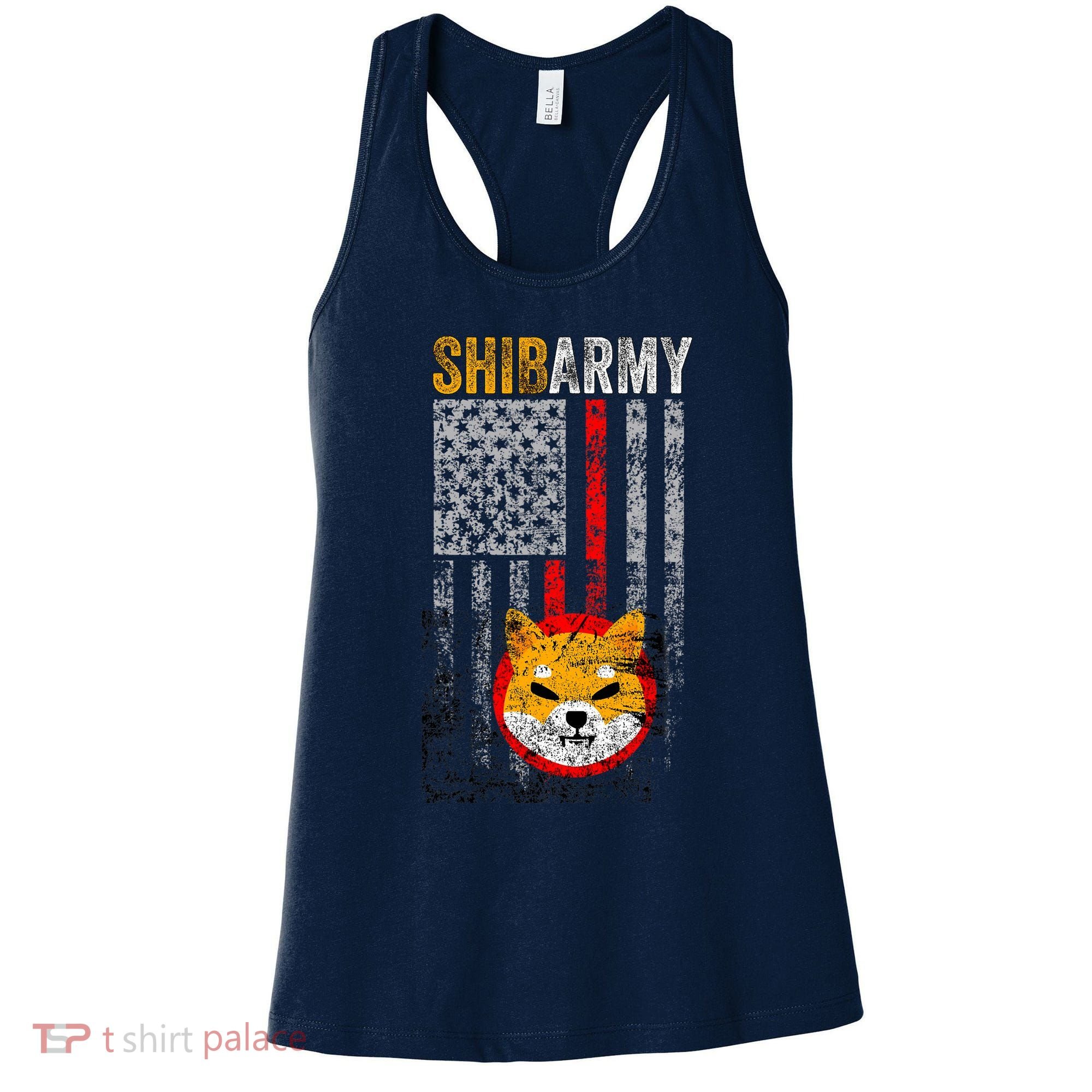 Shiba Army, Shiba Inu Coin With American Flag Women's Tank Top