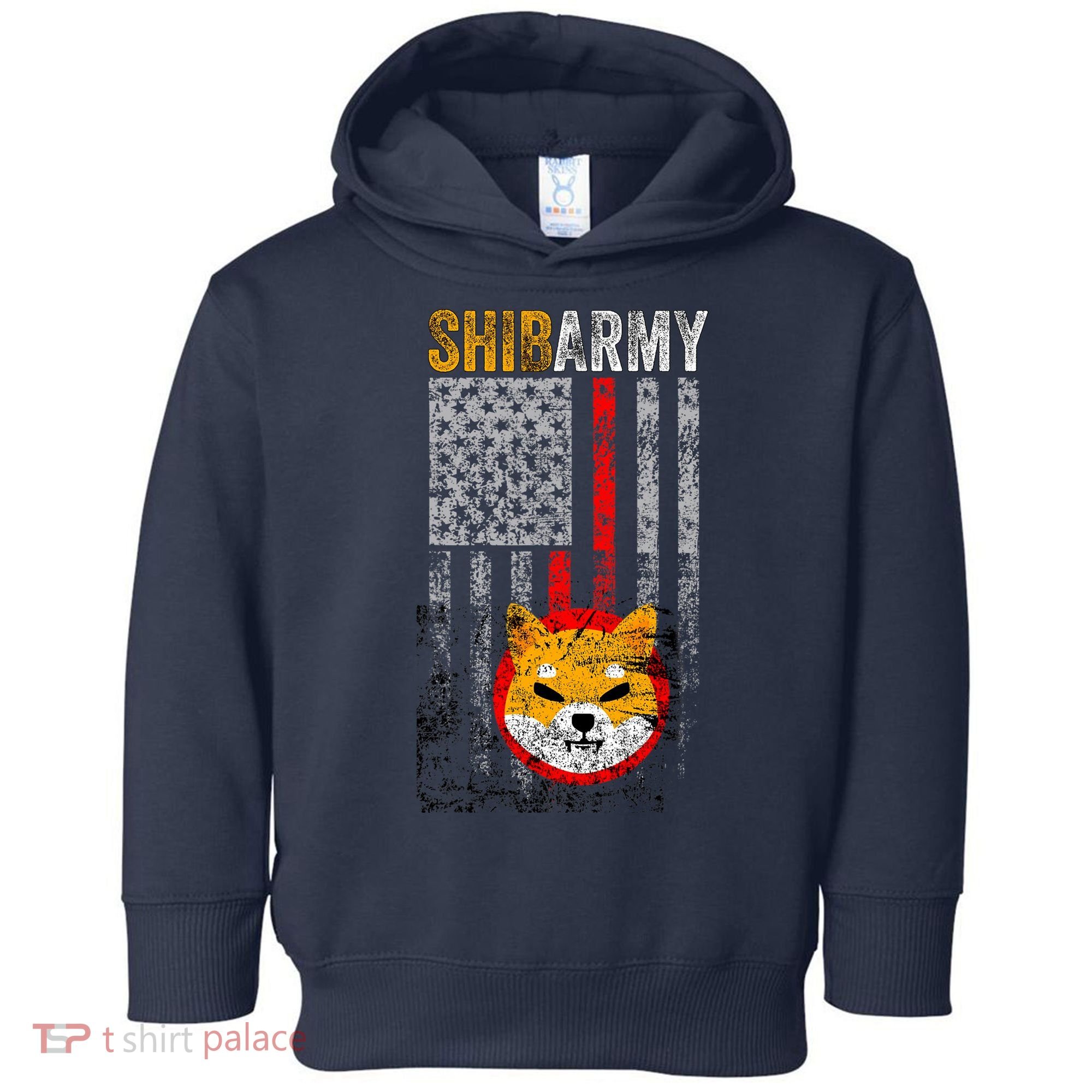 Shiba Army, Shiba Inu Coin With American Flag Toddler Hoodie