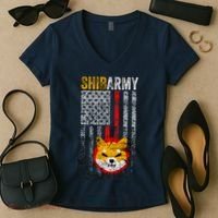 Shiba Army, Shiba Inu Coin With American Flag Women's V-Neck T-Shirt thumb 2