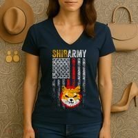 Shiba Army, Shiba Inu Coin With American Flag Women's V-Neck T-Shirt thumb 3