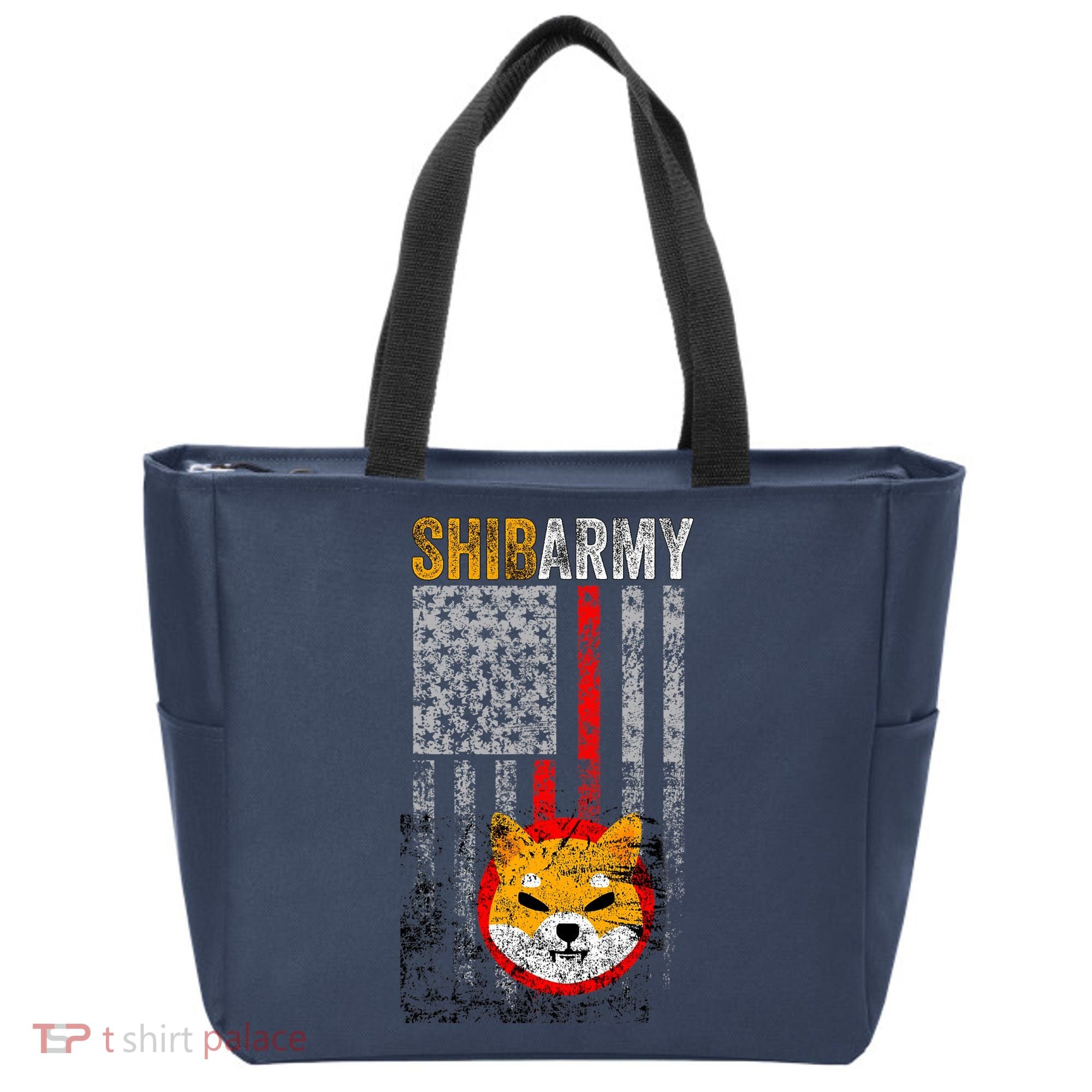 Shiba Army, Shiba Inu Coin With American Flag Tote Bag
