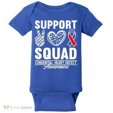 Support Awareness Squad I CHD Congenital Heart Defect Baby Bodysuit