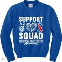 Support Awareness Squad I CHD Congenital Heart Defect Kids Sweatshirt thumb 0