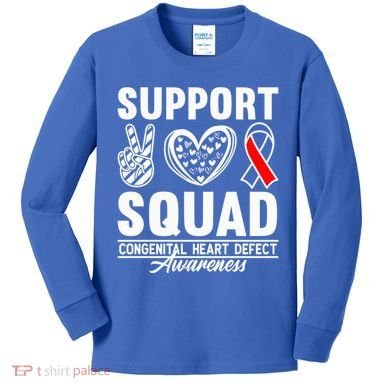 Support Awareness Squad I CHD Congenital Heart Defect Kids Long Sleeve Shirt
