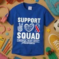 Support Awareness Squad I CHD Congenital Heart Defect Kids T-Shirt thumb 3