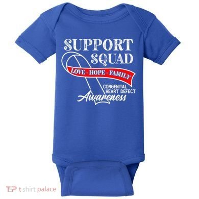 Support Awareness Squad I CHD Congenital Heart Defect Baby Bodysuit
