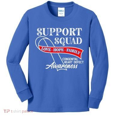 Support Awareness Squad I CHD Congenital Heart Defect Kids Long Sleeve Shirt