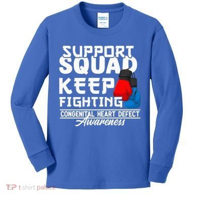 Support Awareness Squad I CHD Congenital Heart Defect Kids Long Sleeve Shirt