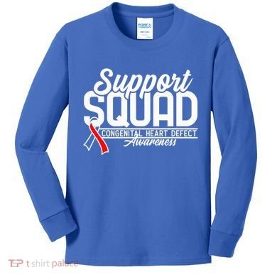 Support Awareness Squad I CHD Congenital Heart Defect Kids Long Sleeve Shirt