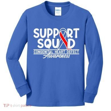 Support Awareness Squad I CHD Congenital Heart Defect Kids Long Sleeve Shirt