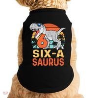 Six A Saurus Rex 6th Birthday Dinosaur 6 Year Old Boy Doggie Tank thumb 0