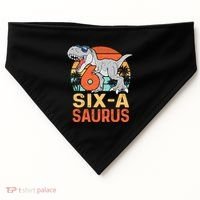 Six A Saurus Rex 6th Birthday Dinosaur 6 Year Old Boy USA-Made Doggie Bandana thumb 0