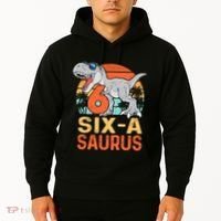 Six A Saurus Rex 6th Birthday Dinosaur 6 Year Old Boy Hoodie thumb 2
