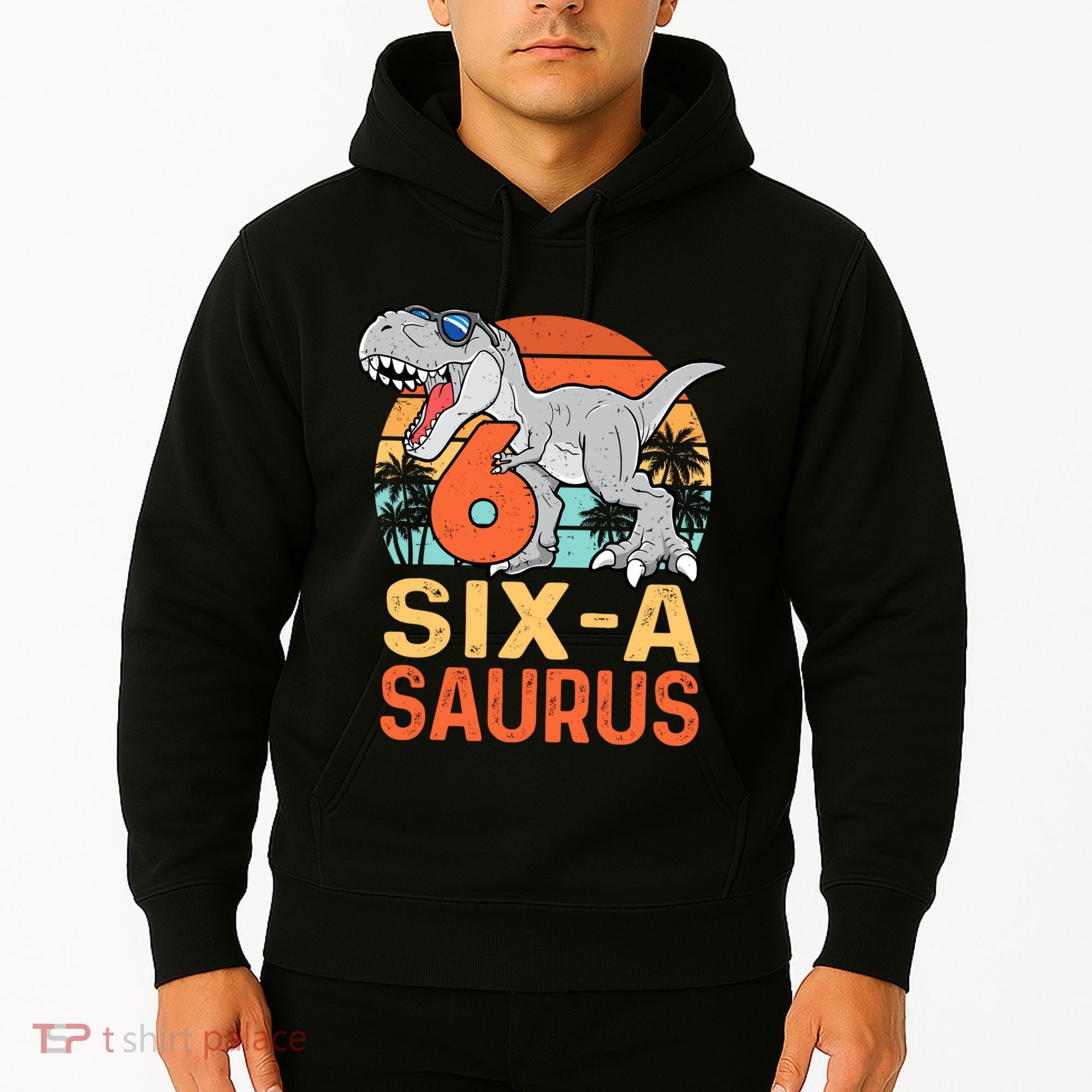 Six A Saurus Rex 6th Birthday Dinosaur 6 Year Old Boy Hoodie