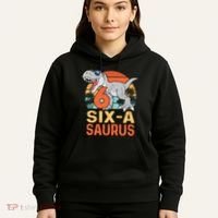 Six A Saurus Rex 6th Birthday Dinosaur 6 Year Old Boy Hoodie thumb 5