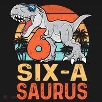 Six A Saurus Rex 6th Birthday Dinosaur 6 Year Old Boy Long Sleeve Shirt thumb 2