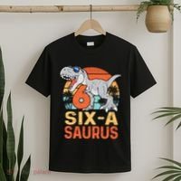 Six A Saurus Rex 6th Birthday Dinosaur 6 Year Old Boy T-Shirt thumb 2
