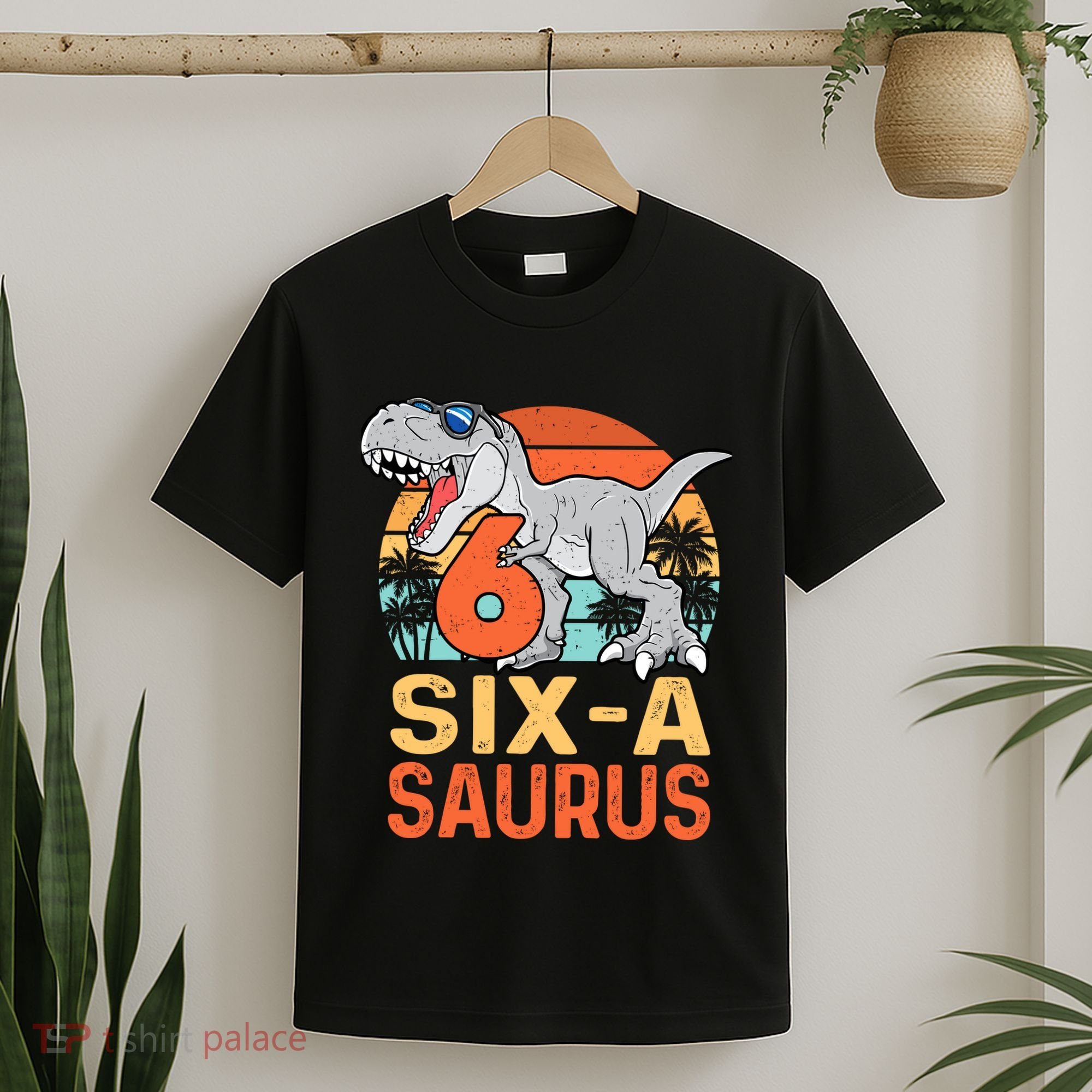 Six A Saurus Rex 6th Birthday Dinosaur 6 Year Old Boy T-Shirt