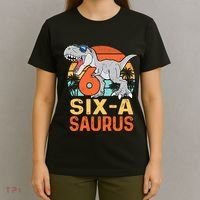 Six A Saurus Rex 6th Birthday Dinosaur 6 Year Old Boy T-Shirt thumb 4