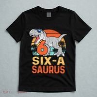 Six A Saurus Rex 6th Birthday Dinosaur 6 Year Old Boy T-Shirt thumb 5