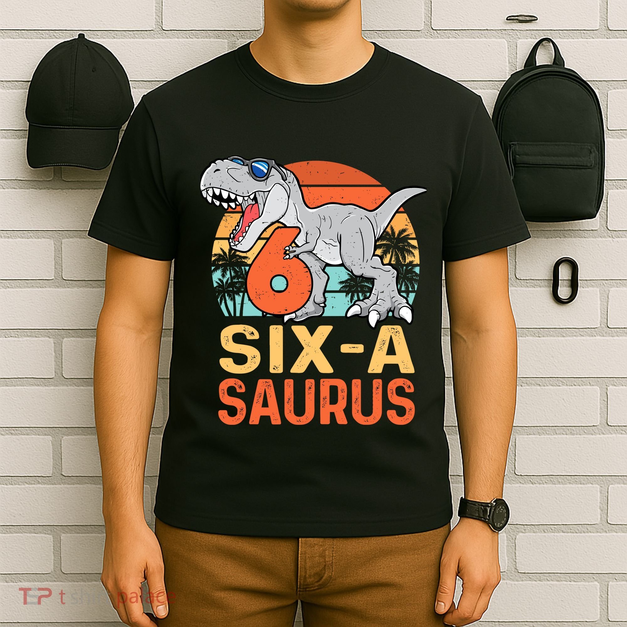 Six A Saurus Rex 6th Birthday Dinosaur 6 Year Old Boy T-Shirt