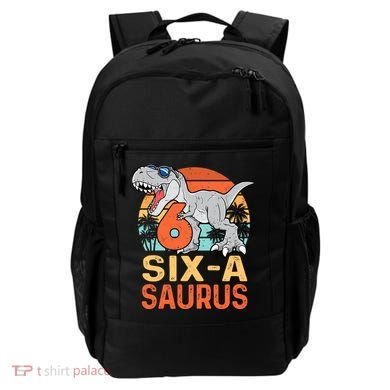 Six A Saurus Rex 6th Birthday Dinosaur 6 Year Old Boy Backpack