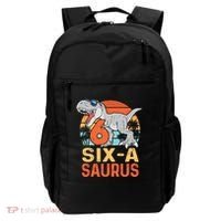 Six A Saurus Rex 6th Birthday Dinosaur 6 Year Old Boy Backpack thumb 0