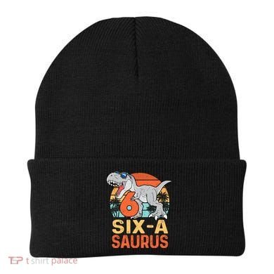 Six A Saurus Rex 6th Birthday Dinosaur 6 Year Old Boy Beanie