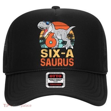 Six A Saurus Rex 6th Birthday Dinosaur 6 Year Old Boy Hat