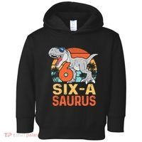 Six A Saurus Rex 6th Birthday Dinosaur 6 Year Old Boy Toddler Hoodie thumb 0