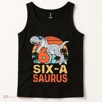 Six A Saurus Rex 6th Birthday Dinosaur 6 Year Old Boy Tank Top thumb 2