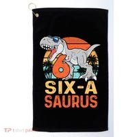 Six A Saurus Rex 6th Birthday Dinosaur 6 Year Old Boy Golf Towel thumb 0