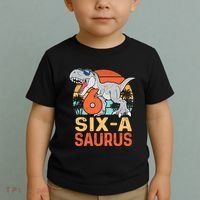 Six A Saurus Rex 6th Birthday Dinosaur 6 Year Old Boy Toddler T-Shirt thumb 2