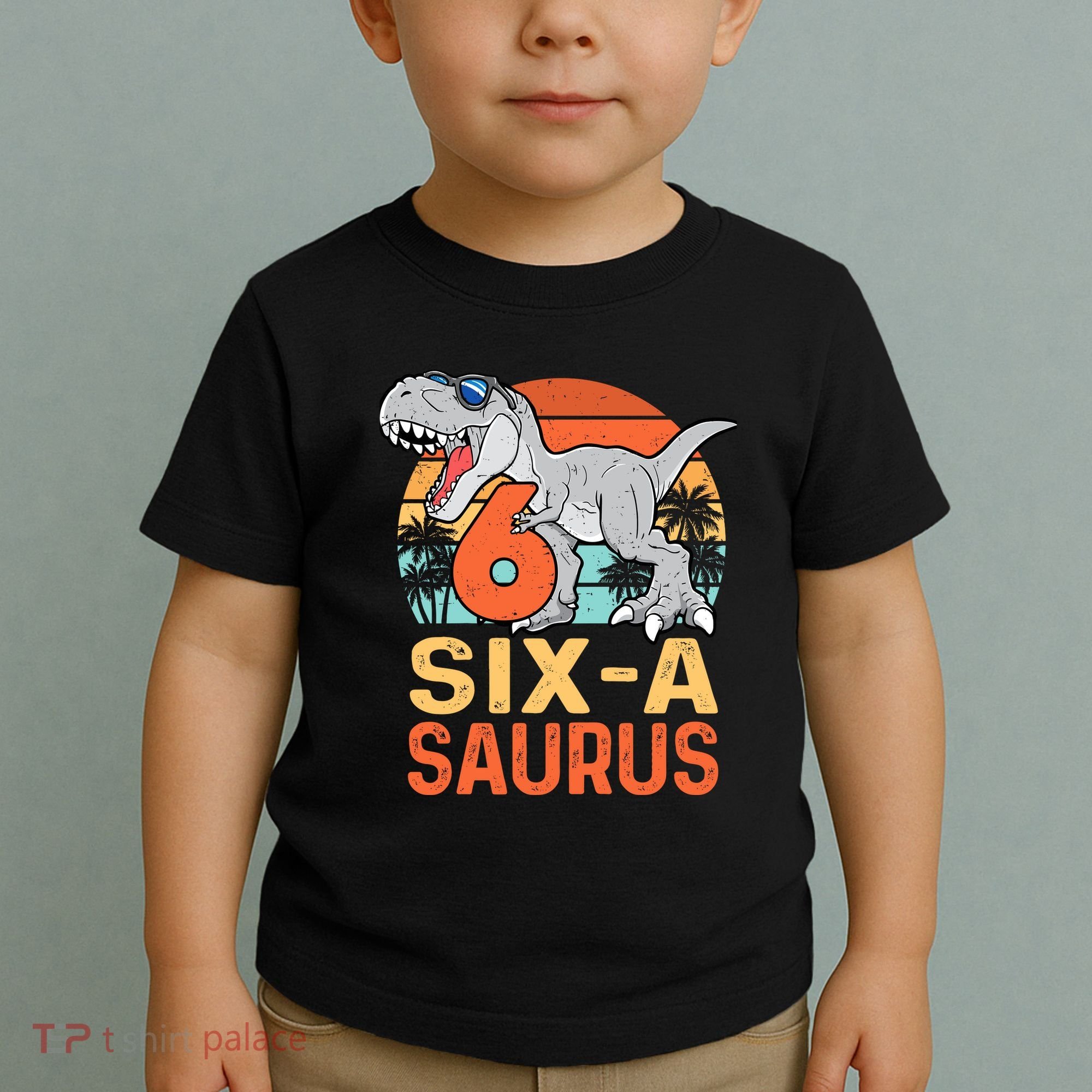 Six A Saurus Rex 6th Birthday Dinosaur 6 Year Old Boy Toddler T-Shirt