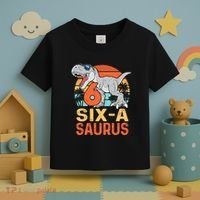 Six A Saurus Rex 6th Birthday Dinosaur 6 Year Old Boy Toddler T-Shirt thumb 3