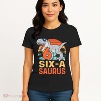 Six A Saurus Rex 6th Birthday Dinosaur 6 Year Old Boy Women's T-Shirt thumb 4