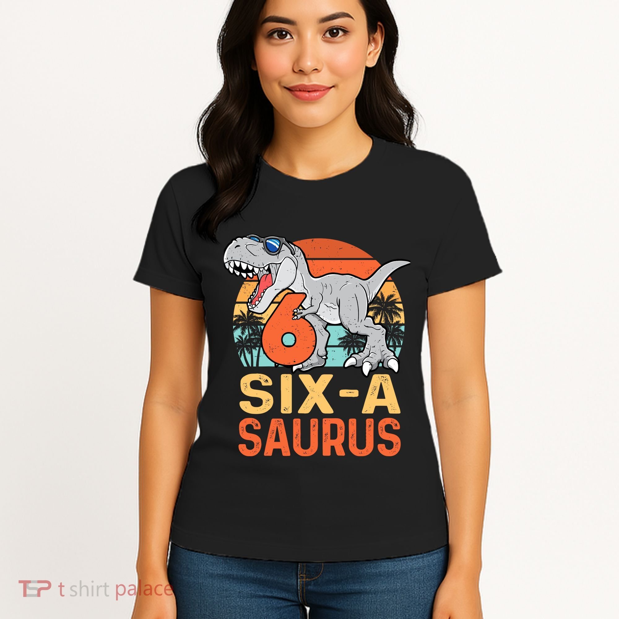 Six A Saurus Rex 6th Birthday Dinosaur 6 Year Old Boy Women's T-Shirt