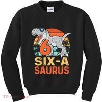 Six A Saurus Rex 6th Birthday Dinosaur 6 Year Old Boy Kids Sweatshirt thumb 0