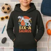 Six A Saurus Rex 6th Birthday Dinosaur 6 Year Old Boy Kids Hoodie thumb 2