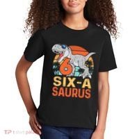 Six A Saurus Rex 6th Birthday Dinosaur 6 Year Old Boy Kids T-Shirt thumb 2