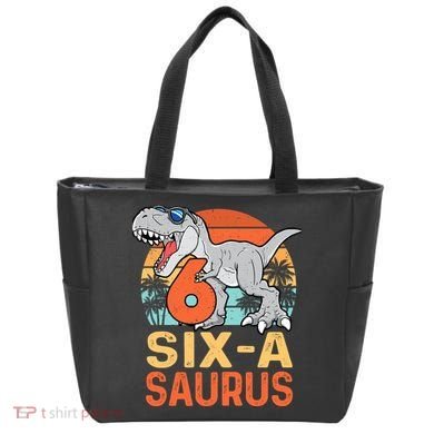 Six A Saurus Rex 6th Birthday Dinosaur 6 Year Old Boy Tote Bag