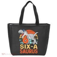 Six A Saurus Rex 6th Birthday Dinosaur 6 Year Old Boy Tote Bag thumb 0