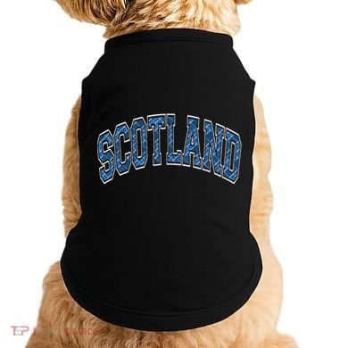 Scotland Arched Style Text Blue Plaid Pattern Doggie Tank